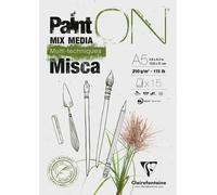 KALANKA-976120C Bloc Collé PaintON Multi-techniques - 15 Feuilles Papier Dessin Multi-techniques au Grain Légèrement Rugueux - Blanc - A5 14,8x21 cm 250g