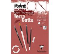 KALANKA-976153C Bloc Encollé PaintON Multi-techniques Terracotta A4 21x29,7 cm 250g - 20 Feuilles Papier Dessin Multi-techniques au Grain Légèrement Rugueux - Terracotta