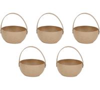 KALANKA-AC463Opack - Un lot de 5 supports en papier brun mâché 11x10x11,5 cm, Petit panier arrondi