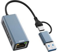 KALANKA-Adaptateur 2,5 G USB vers Ethernet, 2 en 1 USB-C vers RJ45 LAN réseau filaire 100/1000/2500 Mbps Ethernet pour iPad, MacBook, smartphone, tablette, ordinateur portable, commutateur, Steam Dec
