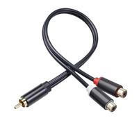 KALANKA-Adaptateur 2 RCA Femelle vers Jack 3,5 mm Mâle, avec Câble 0,3 m, Distributeur Stéréo Audio Rallonge Câble Cinch Y, Contacts Plaqués Or pour Home Cinéma, Amplificateur, Subwoofer, TV, Hi-Fi,
