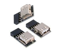 KALANKA-Adaptateur 3 pièces/Ensemble 9 Broches 10 Broches, Panneau Avant Femelle vers Simple USB 2.0 Femelle, Adaptateur Vertical coudé à 90 degrés