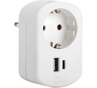 KALANKA-- Adaptateur Combi, Adaptateur de Voyage avec Prise Schuko 16 A et 2 Prises USB, Adaptateur Courant de Charge Murale, Voleur USB, Couleur Blanche