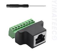 KALANKA-Adaptateur de bornier à vis, RJ45 femelle vers bloc terminal, 8 broches, bloc de bornier à vis, adaptateur réseau LAN pour Cat7, Cat6, Cat5, Ethernet Extender CCTV/DVR (RJ45 femelle, 1