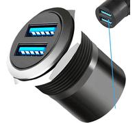 KALANKA-Adaptateur de fixation double USB 3.0 fileté Connecteur rond 2 femelles vers 2 femelles Convertisseur 2 ports USB 3.0 Prise de montage 5 Gbit/s 5 V 2 A pour transfert de données haute
