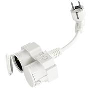 KALANKA-Adaptateur de prise double résistant aux intempéries - Double prise pour prise extérieure - Double prise avec fiche coudée et couvercle rabattable (câble d'alimentation en Y pour intérieur/ex