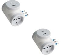 KALANKA-Adaptateur de voyage tout-en-1, prise 16 A avec 2 prises universelles 10 A/16 A + 1 USB A (2,4 A 12 W)+ 1 USB C (3 A 15 W) Charge rapide (2 pièces)