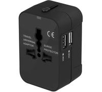 KALANKA-Adaptateur de Voyage Universel avec Deux Ports USB pour Le Japon, la Chine, Le Canada, Les Etats-Unis, Le Royaume-Uni, au Sujet de 15 Pays pour Noël (Noir)