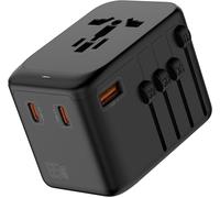KALANKA-Adaptateur de Voyage Universel GaN 65W Chargeur International 3 USB et 1 Type-C Murale Adaptateur AC Universel et pour Voyager Plus de 200 Pays Rapide Chargeur Mondial Prise USA UK Canada EU