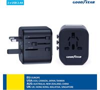 KALANKA-Adaptateur de Voyage Universel Usa, Eu, Uk, Aus, Cn, 2 Ports USB, Alimentation 2,4 A 100V-240 V 880 W-1 840 W, Compatible avec 8 Différentes Prises d¿Alimentation, Convient à Plus de 180 Pays