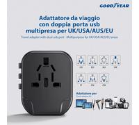 KALANKA-Adaptateur de Voyage Universel Usa, Eu, Uk, Aus, Cn, 2 Ports USB, Alimentation 2,4 A 100V-240 V 880 W-1 840 W, Compatible avec 8 Différentes Prises d¿Alimentation, Convient à Plus de 180 Pays