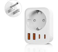 KALANKA-Adaptateur de Voyage USA, Adaptateur 5 en 1 USA Prise France avec, 2 Ports USB 2 Type C (3,4 A), avec 1 AC, Adaptateur USA pour Amérique, Canada, Thaïlande, Mexique