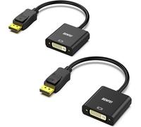 KALANKA-Adaptateur DisplayPort vers DVI, 2 Paquet convertisseur DisplayPort vers DVI-D mâle vers Femelle Noir Compatible pour Lenovo, Dell, HP et Autres Marques