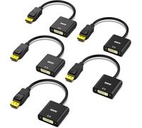 KALANKA-Adaptateur DisplayPort vers DVI, convertisseur DisplayPort vers DVI-D mâle vers Femelle Noir Compatible pour Lenovo, Dell, HP et Autres Marques, 5Pcs