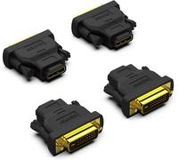 KALANKA-Adaptateur DVI vers HDMI, DVI bidirectionnel (DVI-D) vers HDMI mâle vers Femelle avec Cordon plaqué Or 4 Pack