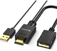 KALANKA-Adaptateur HDMI vers Displayport, 4K 60Hz Convertisseur HDMI Mâle à DP Femelle, Actif Connecteur HDMI to Display Port Cable Adapter avec USB/Audio pour Laptop Xbox 360 PS4 PS3 NS