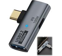 KALANKA-Adaptateur Lightning USB C, Répartiteur Type-C vers Double USB-C pour IPhone 15 Pro Max, Google TV Chromecast 2020, MacBook, Samsung Galaxy S22/S23 Port De Charge PD 100 W (Gris)