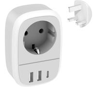 KALANKA-Adaptateur Prise Anglaise Adapteur UK- Adaptateur Type G avec 2 USB et 1 Type C Prise Secteur Francais vers Anglais pour Angleterre Dubai Irlande Malaisie Maldives Écosse,