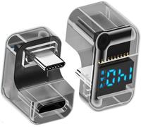 KALANKA-Adaptateur transparent Type-C Smart LED Display USB-C mâle vers femelle Adaptateur d'extension USB 4.0 40 Gbit/s 140 W en forme de U opposé Angle arrière Surveillance de la tension