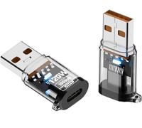 KALANKA-Adaptateur USB 3.2 vers USB C 10 Gbps, USB mâle vers USB type C femelle OTG PD 120 W Charge rapide avec affichage LED intelligent pour iPhone, MacBook, ordinateur portable, chargeur (2 pièces