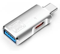 KALANKA-Adaptateur USB C OTG, Chargeur Type C 15W PD Charging et USB 3.0 Splitter Compatible avec iPhone 15 Pro Max, Google Pixel, MacBook, Samsung Galaxy S22/S23 (Silver)