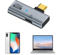 KALANKA-Adaptateur USB C OTG, Type C 100W Chargement PD Séparateur USB C vers USB C Double pour iPhone 15 Pro Max, Google TV Chromecast 2020, MacBook, Samsung Galaxy S22/S23(Gris)