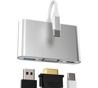 KALANKA-Adaptateur USB C USB Hub Câble VGA pour Apple iPad iPhone15 MacBook Air DisplayPort 3.0 DVI Multiport Adapter Compatible pour Samsung Type Accessoires Convertisseur AV Projecteur Répartiteur