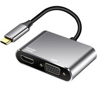 KALANKA-Adaptateur USB C vers HD-MI VGA Type C vers HD-MI VGA Thunderbolt 3 Convertisseur Ultra HD 4K Dual Display Multiports pour Mac-Book Pro/Chrome-Book Pixel/Samsung 2017/2018