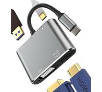 KALANKA-Adaptateur VGA HDMI USB vers USB C Hub (4 en 1) pour Apple iPad iPhone MacBook Air compatible pour Samsung Câble Convertisseur Multiport Adaptateur AV DVI Moniteur Type OTG 3.0 Jack Charge Ad