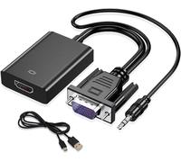KALANKA-Adaptateur VGA vers HDMI, 1080P HD Convertisseur VGA Mâle vers HDMI Femelle Câble en Charge avec câble Audio 3,5 mm et câble d'alimentation USB pour PC et Laptop à HDTV