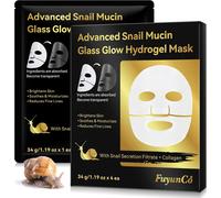 Kalanka-Advanced Snail Mucin Glass Glow Hydrogel Mask, Masque Collagene Visage Korean, Snail Mucin Sheet Mask, Pour Raffermissant, Antirides, Anti-Âge, Liftant, Réduisant Les Pores, Soluble