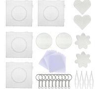 KALANKA-Allaonze Perles à Repasser 5 mm 10 PCS Stylo Carré Transparent pour Perles à Repasser Enfant Artisanat Perles avec 6 PCS Pincettes à Perles, 10 PCS Feuilles de Papier à Repasser