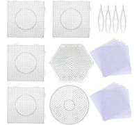 KALANKA-Allaonze Perles à Repasser 5 mm 6 PCS Stylo Carré Transparent pour Perles à Repasser Enfant Artisanat Perles avec 4 PCS Pincettes à Perles, 20 PCS Feuilles de Papier à Repasser