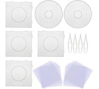 KALANKA-Allaonze Perles à Repasser 5 mm 6 PCS Stylo Carré Transparent pour Perles à Repasser Enfant Artisanat Perles avec 4 PCS Pincettes à Perles, 10 PCS Feuilles de Papier à Repasser