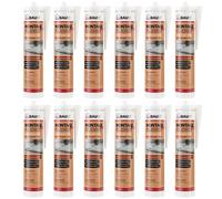 KALANKA-AMK24 Lot de 12 tubes de colle de montage universelle pour bois, polystyrène, pierre, moulures, moulures, colle acrylique, 511 g, cartouche blanche