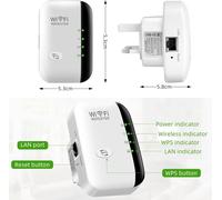 KALANKA-- Amplificateur Wi-Fi - Répéteur Wi-Fi 300 Mbit/s 2,4 GHz - Mode Répéteur/AP et WPS - Couvre jusqu'à 3650 sq.ft et 35+ appareils (blanc)