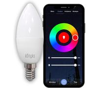 KALANKA-Ampoule connectée Antalya Easy E14- LED WiFI + Bluetooth, 350 Lumens, 5 Watts, Couleurs & Blanc réglables, compatible avec Alexa ou Google Home, Automatisations faciles