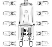 KALANKA-Ampoule halogène G9 25W 230V Ampoules de remplacement à base à 2 broches, intensité variable, blanc chaud (paquet de 10)[Classe énergétique C]