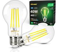 KALANKA-Ampoule LED Ultra Efficient E27, Classe énergétique A, Blanc chaud 2700K, 2.2W équivalent 40W, Ampoule LED filament Edison à économie d'énergie, 465lm, Verre, 2 Pièces