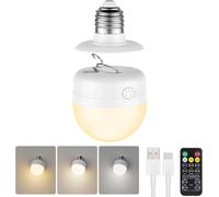 KALANKA-Ampoule rechargeable, ampoule E27 à intensité variable avec crochet caché et télécommande, 10W, 3 couleurs, ampoule alimentée par piles avec base magnétique amovible pour lampes non câblées
