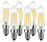 KALANKA-Ampoules Bougie à Filament LED E14, 6W Equivalente à Ampoule halogène 60W, 806Lm 2700K Blanc Chaud, Ampoule rétro vintage, Non-dimmable, Paquet de 6