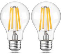 KALANKA-Ampoules LED Edison E27, A60/A19 4W 806lm Ampoules style rétro Globe Filament Blanc chaud 2700K Ampoule décorative, équivalent 40W, Non-variable, 2-Pack