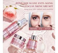 Kalanka-Anairui - Masque D'argile À La Rose Au Squalane - Huile De Visage À La Rose À La Vitamine C - Nettoyant Moussant À L'eau De Rose, Kit De Soins Du Visage Pour L'hydratation