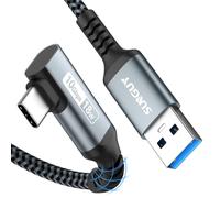 KALANKA-Angled USB C Cable, 0.5M 10Gbps USB 3.1 Gen 2 USB C to USB Cable, Type C Fast Charge Compatible with Android Auto, Galaxy S22, SSD, Huawei P30/P20, Xiaomi-Grey