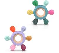 KALANKA-Anneau de Dentition pour Bébé, en Silicone et Bois pour Jouet de Dentition, Accessoires d'Allaitement Sans BPA pour Bébés de 3-6 6-12 Mois Autiste, Cadeaux pour Enfant (gouvernail A+B)