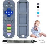 Kalanka-Anneau Dentition Bebe Silicone,Telecommande Jouet Dentition Bébé Avec Attache-Sucette,Jouets À Mâcher Pour Bébés,Ensemble Anneau De Dentition Doux Sans Bpa Pour 0-12 Mois Bébés (Gris Foncé)