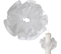 Kalanka-® Anti-Gouttes Avec Bord En Satin Pour Bougies De 3 À 5 Cm De Diamètre - Tulle Blanc - Bougeoir Comme Protection Anti-Goutte Pour Bougies De Communion, De Baptême, De Mariage - Manchon En Tul