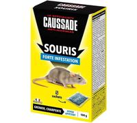 KALANKA-Anti-Souris - Forte Infestation - Lieux secs - 5 Sachets céréales - Prêt à l'emploi - Une Ingestion Suffit - Fabriqué en France - 100g - CASAE4N