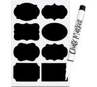 Kalanka-Armiz Etiquettes Autocollantes Bocaux, 64pcs - Etiquettes Pour Tableau Noir Avec Stylo À Craie