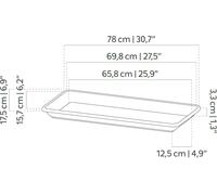 KALANKA-ARTEVASI Soucoupe RECTANGULAIRE Venezia 80CM Rouge FONCÉ